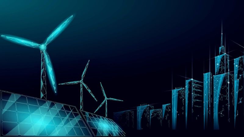 Digital animierte Erneuerbare-Energie-Anlagen