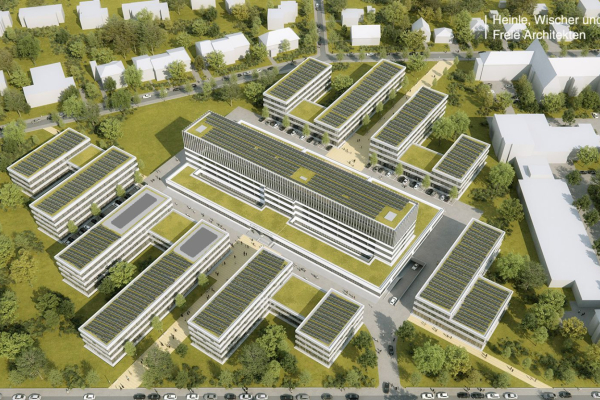So soll das FUBIC Quartier nach Fertigstellung des FUBIC Innovationszentrums (in der Mitte) und Errichtung aller Investorengebäude aussehen.