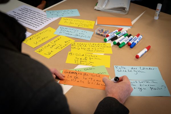 Ideen und Vorschläge mit Handschrift auf bunten Notizzetteln geschrieben.